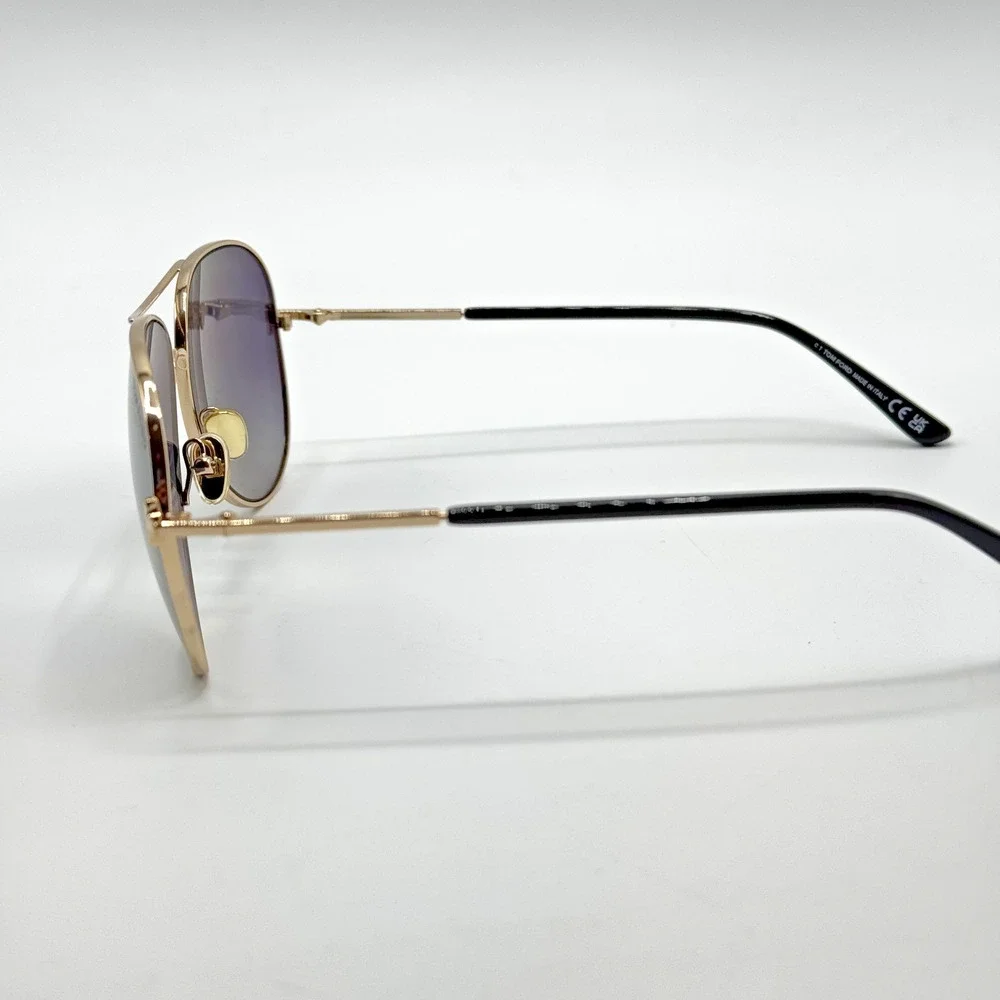 Tom Ford Sunglasses Clark TF823 28D Rose Gold Aviator Polarized Smoke Lens 59mm